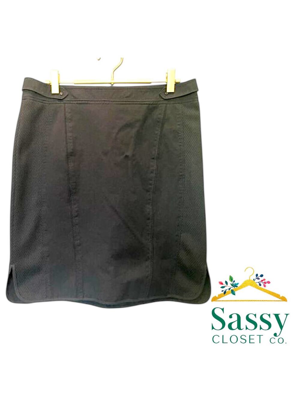 ✨ WHBM Black A-Line Mini Skirt 8 Stretch Tailored Career Casual EUC 🖤